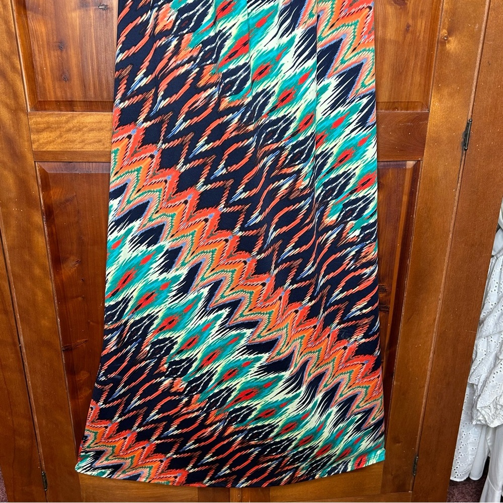 NY Collection Vintage Multicolor Zigzag Beaded Boho Maxi Sleeveless Dress Island - Picture 16 of 17